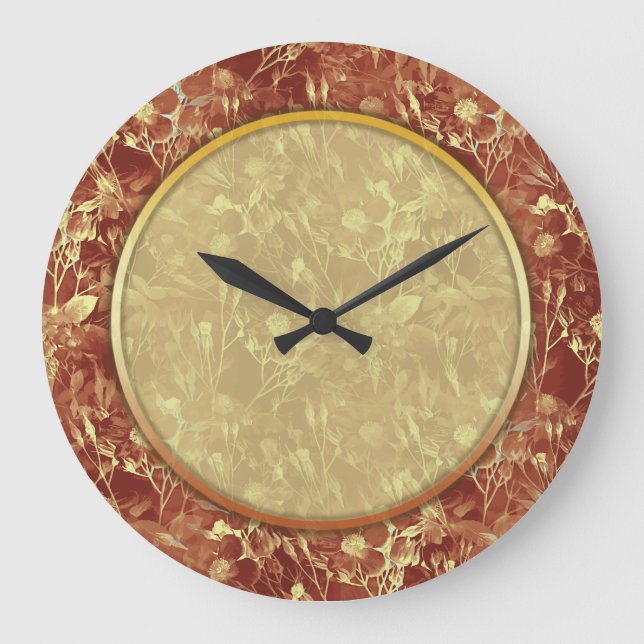 Grande Horloge Ronde Cosmos Abstraits Brown (Recto)