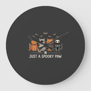 Grande Horloge Ronde Costume de chat Halloween Spooky Paw Vector Design