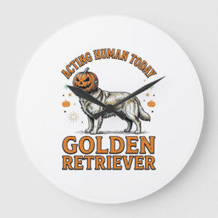 Grande Horloge Ronde Costume de chien Citrouille de Halloween pour Retr