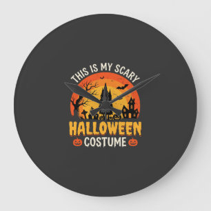 Grande Horloge Ronde Costume Halloween effrayant Design Vintage Sunset_