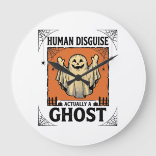 Grande Horloge Ronde Costume Humain Fantôme Humour Halloween Vintage_1
