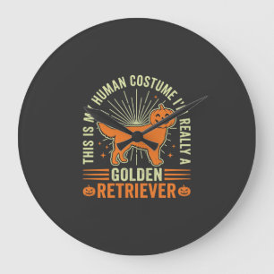 Grande Horloge Ronde Costume Humain Halloween Retriever D'or Vintage D