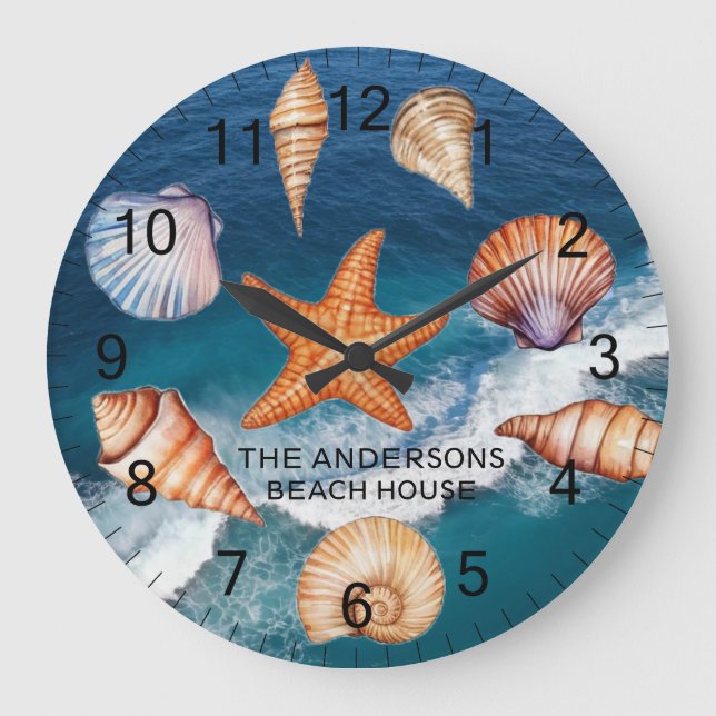 Grande Horloge Ronde Costumes côtiers modernes Trésor Océan Personnalis (Recto)