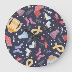 Grande Horloge Ronde Cosy Hiver Kits Simples Vintage
