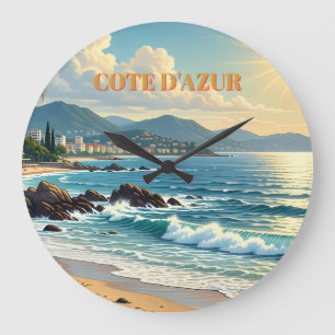 Grande Horloge Ronde Cote D'Azur Style Vintage Voyage Français
