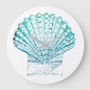 Grande Horloge Ronde coteau turquoise couleur bleu mermaid