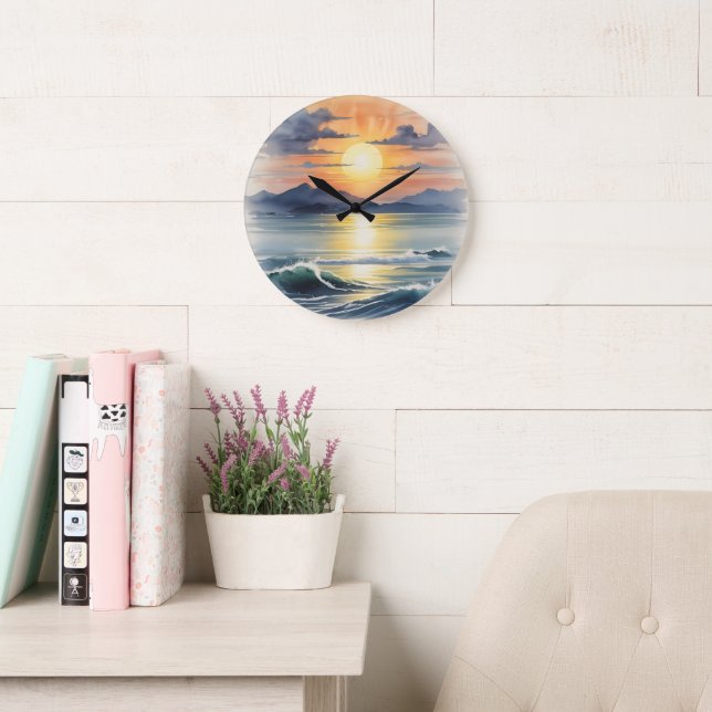 Grande Horloge Ronde Couche d'aquarelle (Salle de lecture)