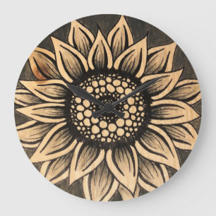 Grande Horloge Ronde Couche du mur de tournesol gris