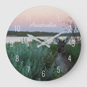 Grande Horloge Ronde Coucher De Soleil Au Lac, Ciel Rose Et Paysage Kan