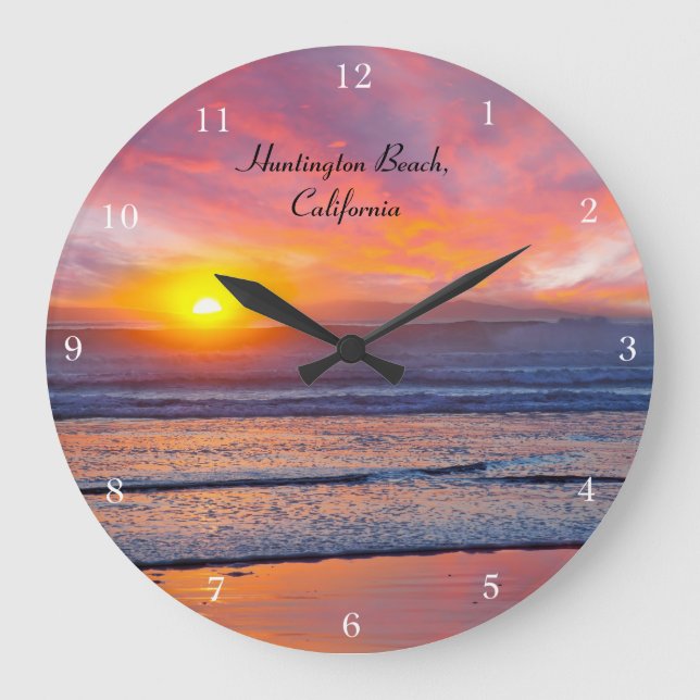 Grande Horloge Ronde Coucher de soleil spectaculaire à Huntington Beach (Recto)