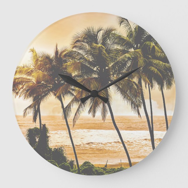 Grande Horloge Ronde Coucher de soleil sur les palmiers : Goa Vintage (Recto)