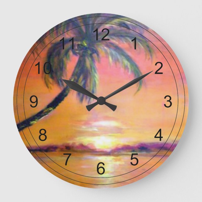 Grande Horloge Ronde Coucher de soleil tropical (Recto)