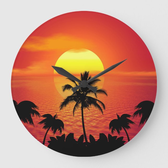 Grande Horloge Ronde Coucher du soleil tropical d'horizon d'océan de (Recto)