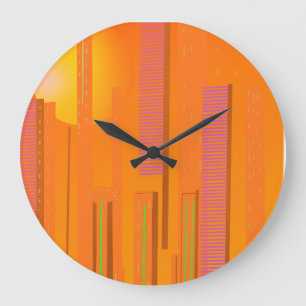 Grande Horloge Ronde couchers de soleil sur une ville futuriste cyberpu