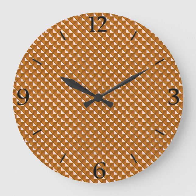 Grande Horloge Ronde couleur cuivre, aspect métallique, grille cloutée (Recto)