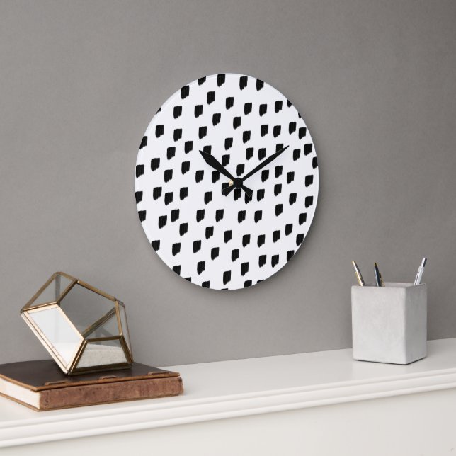 Grande Horloge Ronde Couleur d'eau noir et blanc  (Bureau)