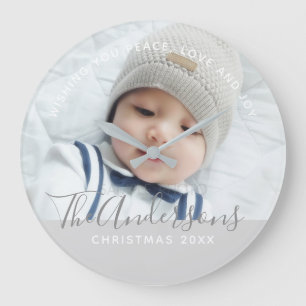 Grande Horloge Ronde Couleur personnalisée avec photo et texte personna
