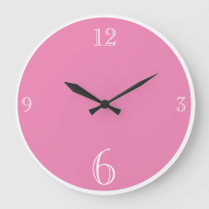 Grande Horloge Ronde Couleur rose moderne minimaliste de base