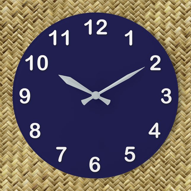 Grande Horloge Ronde Couleur solide : bleu marine (Créateur téléchargé)