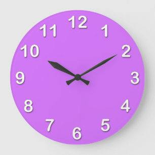 Grande Horloge Ronde Couleur solide : Lilac violet