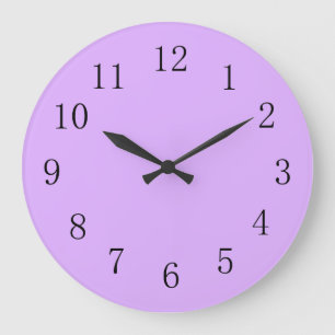 Grande Horloge Ronde Couleur solide mauve violette pâle