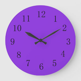 Grande Horloge Ronde Couleur solide violet bleu vif