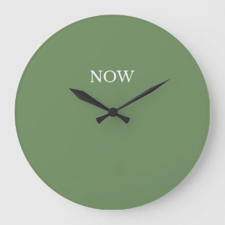 Grande Horloge Ronde Couleur Vert Verre de Mer MAINTENANT Fun Minimalis