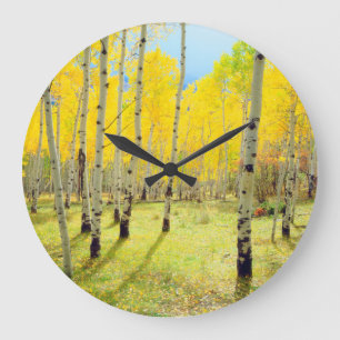 Grande Horloge Ronde Couleurs d'automne des arbres d'Aspen 4