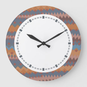 Grande Horloge Ronde Couleurs du sud-ouest de zigzag mexicain de Cinco