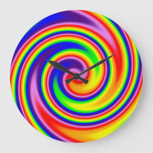 Grande Horloge Ronde Couleurs vives colorées Arc-en-ciel