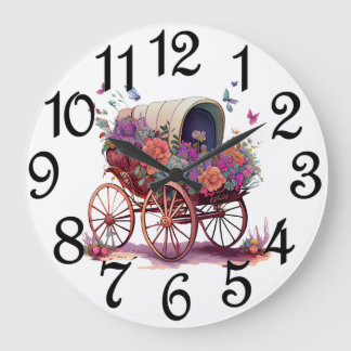 Grande Horloge Ronde Country Covered Wagon 