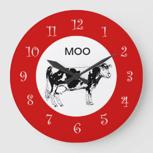 Grande Horloge Ronde Country Cow Kitchen Wall Clocks
