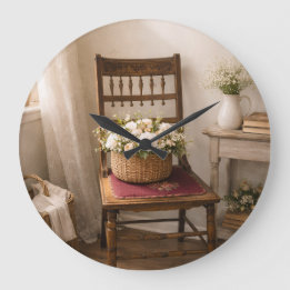 Grande Horloge Ronde Country French Chair Wall Clock – Cottage Core