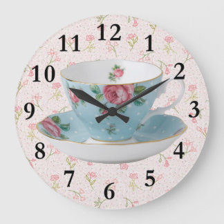 GRANDE HORLOGE RONDE COUPE DE TEA ANTIQUE ET CLOCK SAUCER