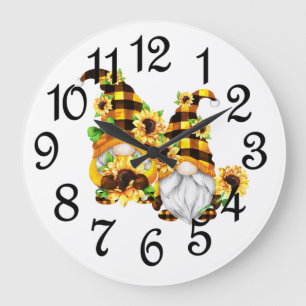 Grande Horloge Ronde Couple de Gnome