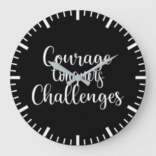 Grande Horloge Ronde Courage Conquêtes - Gym Hustle de succès Motivatio