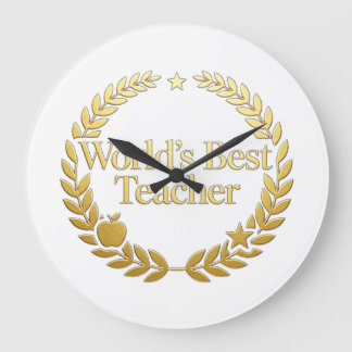 Grande Horloge Ronde Couronne de lauriers en or de l'enseignant le meil