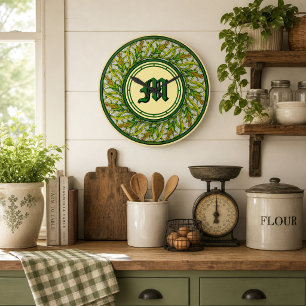 Grande Horloge Ronde Couronne de maïs monogramme impression