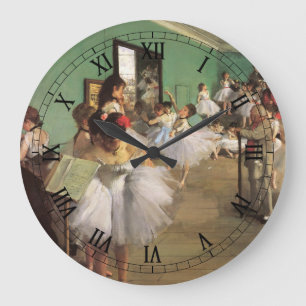 Grande Horloge Ronde Cours de Danse de Degas, Impressionnisme Vintage B