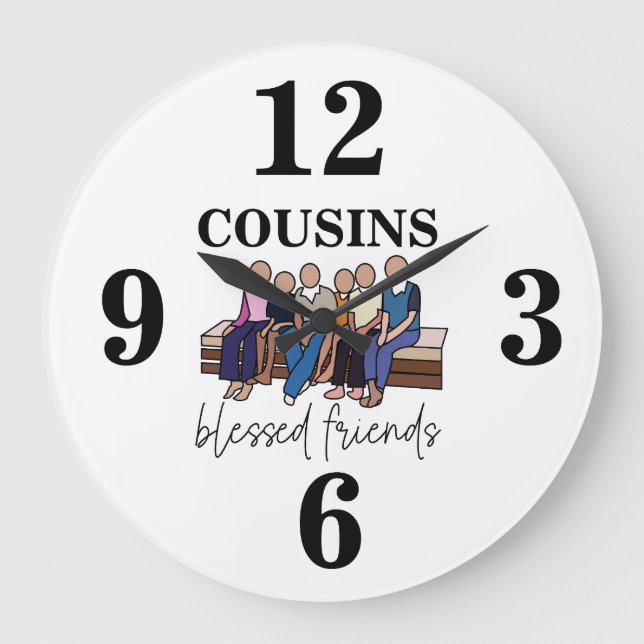 Grande Horloge Ronde Cousins Bienheureux Amis Famille Réunion (Recto)