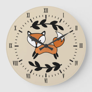 Grande Horloge Ronde Couteau Fox & Black Laurels