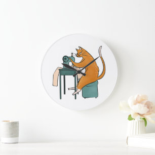 Grande Horloge Ronde Couture vintage de chat