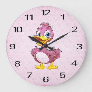 Grande Horloge Ronde Couvercle du mur de canard rose