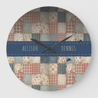 Grande Horloge Ronde Couverture de mémoire personnalisée Nom de famille