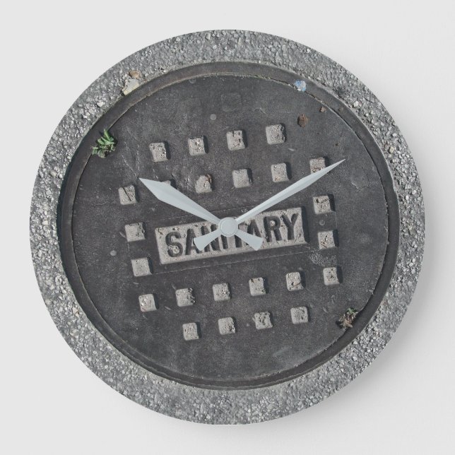 Grande Horloge Ronde Couverture d'égout de trou Sanitation amusant rond (Recto)