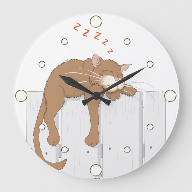 Grande Horloge Ronde Couverture murale du chat Nap (Recto)