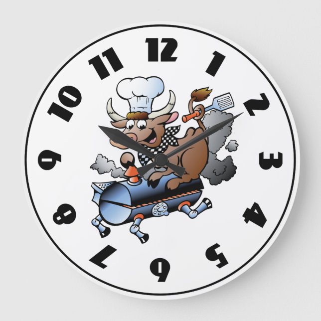 Grande Horloge Ronde Cow Riding A BBQ (Recto)