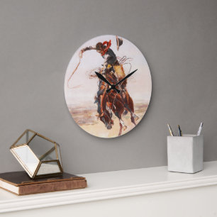 Grande Horloge Ronde Cowboy sur opposer Bronco