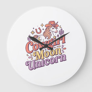Grande Horloge Ronde Cowgirl Licorne Lune Licorne Marchandise Fantaisis