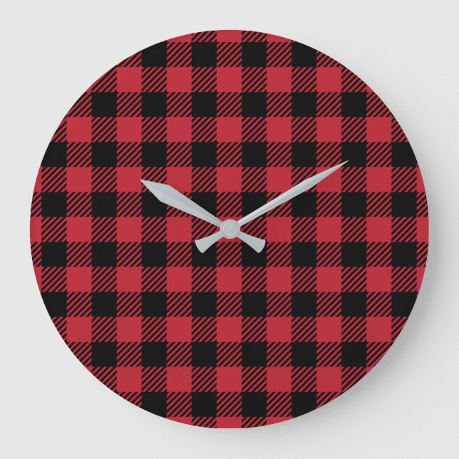 Grande Horloge Ronde Cozy Winter Red Buffalo Check (Recto)